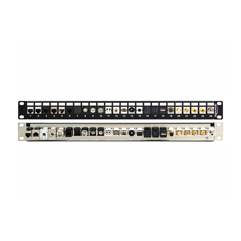 Delock 19″ Keystone Patchpanel 24 Port schwarz