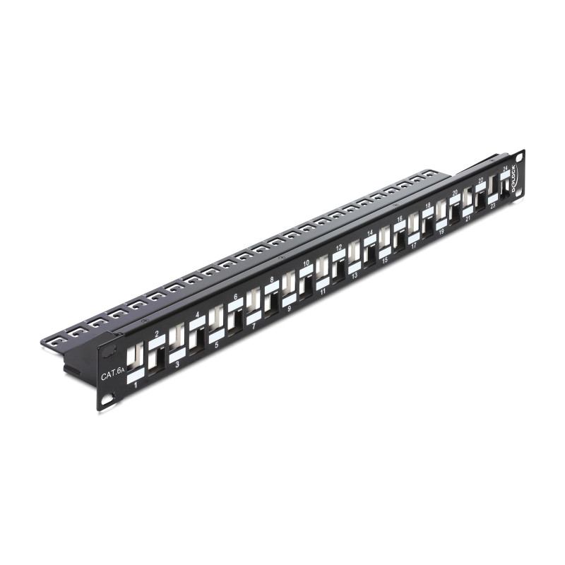 Delock 19″ Keystone Patchpanel 24 Port abgestuft schwarz