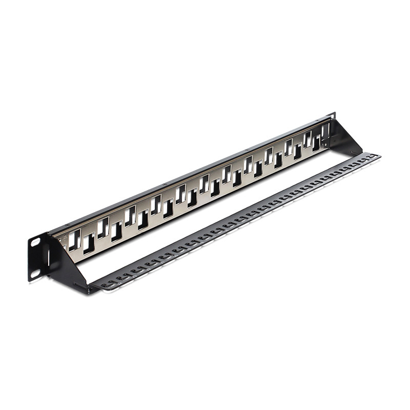 Delock 19″ Keystone Patchpanel 24 Port abgestuft schwarz