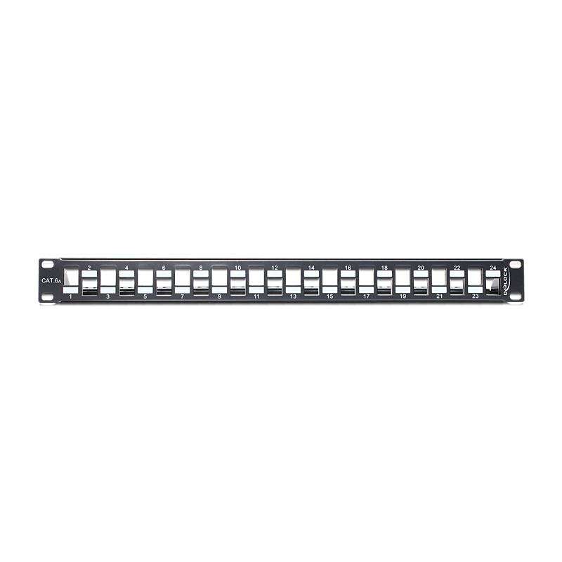 Delock 19″ Keystone Patchpanel 24 Port abgestuft schwarz