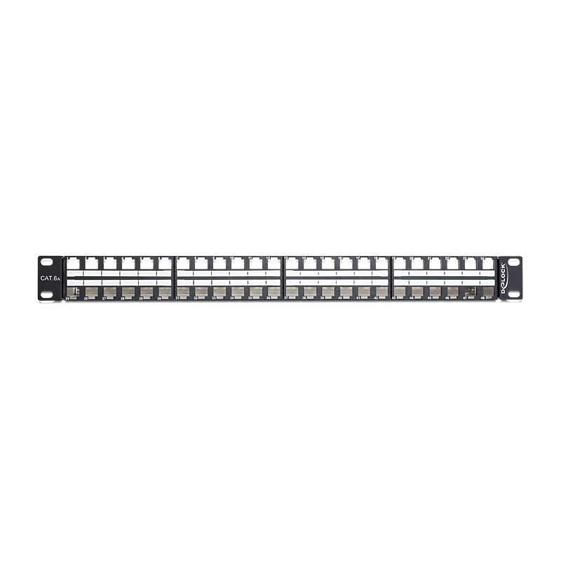 Delock 19″ Keystone Patchpanel 48 Port 1 HE schwarz