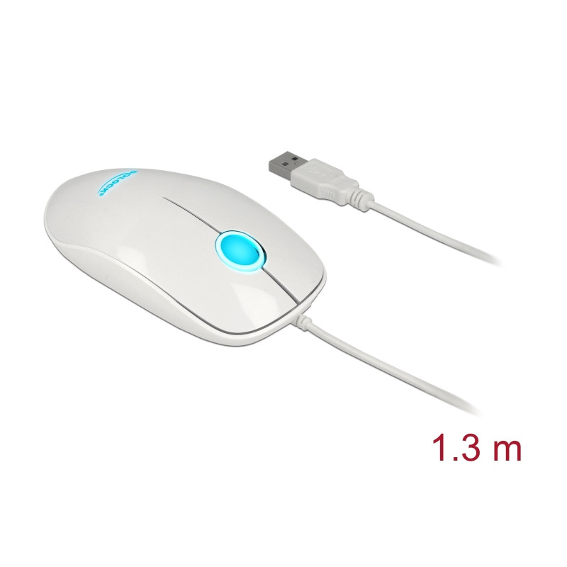 Delock Optische 3-Tasten LED Maus USB Typ-A weiß