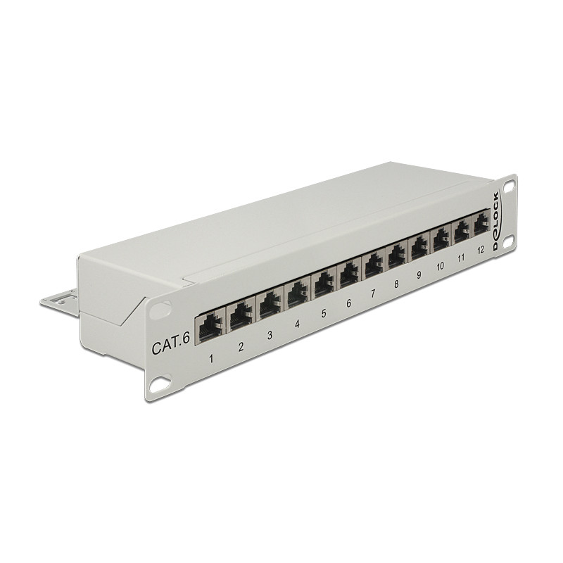Delock 10″ Patchpanel 12 Port Cat.6 grau