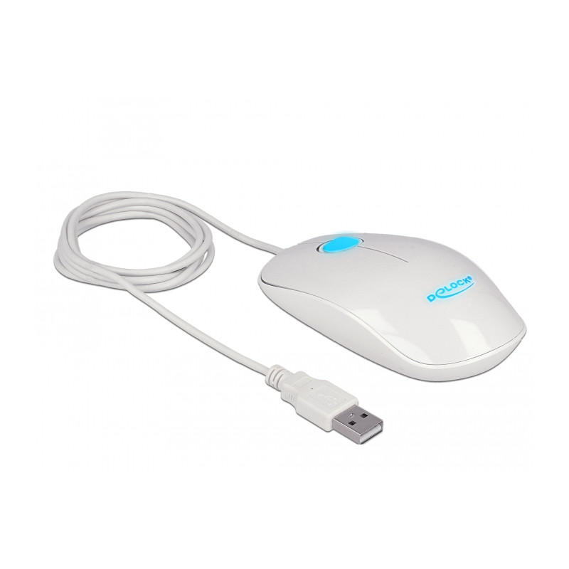 Delock Optische 3-Tasten LED Maus USB Typ-A weiß