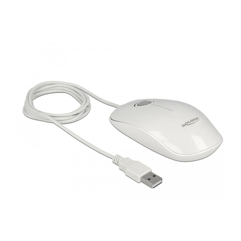 Delock Optische 3-Tasten LED Maus USB Typ-A weiß