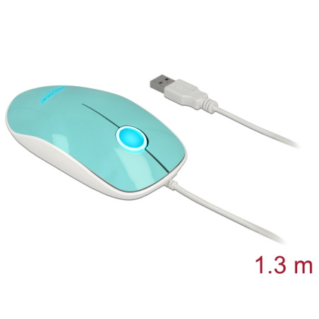 Delock Optische 3-Tasten LED Maus USB Typ-A türkis