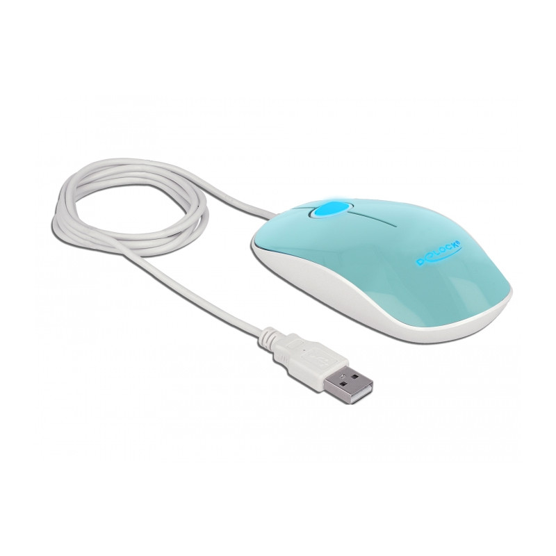 Delock Optische 3-Tasten LED Maus USB Typ-A türkis