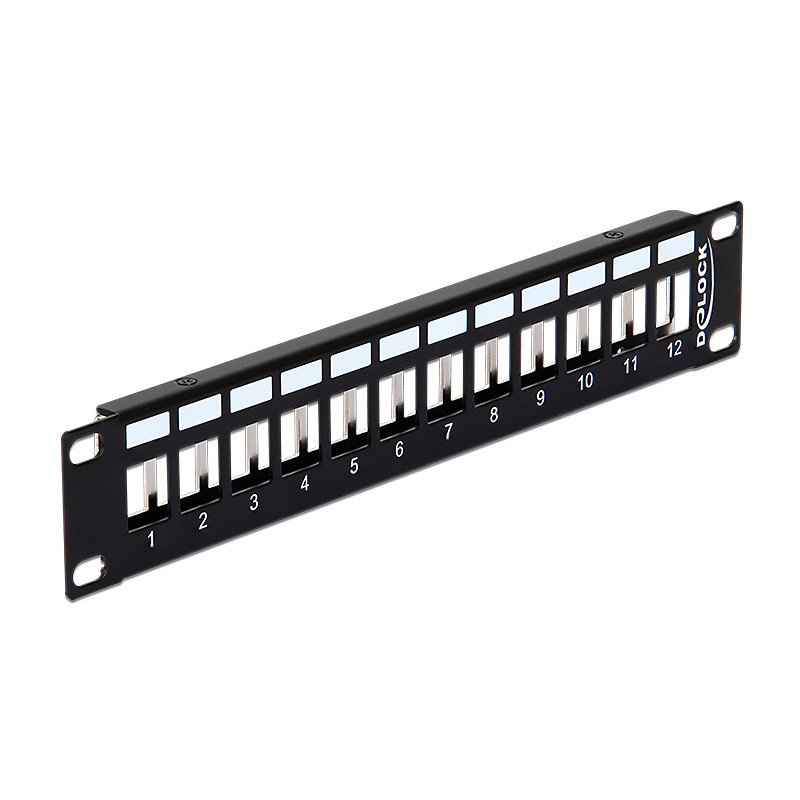 Delock 10″ Keystone Patchpanel 12 Port Metall schwarz