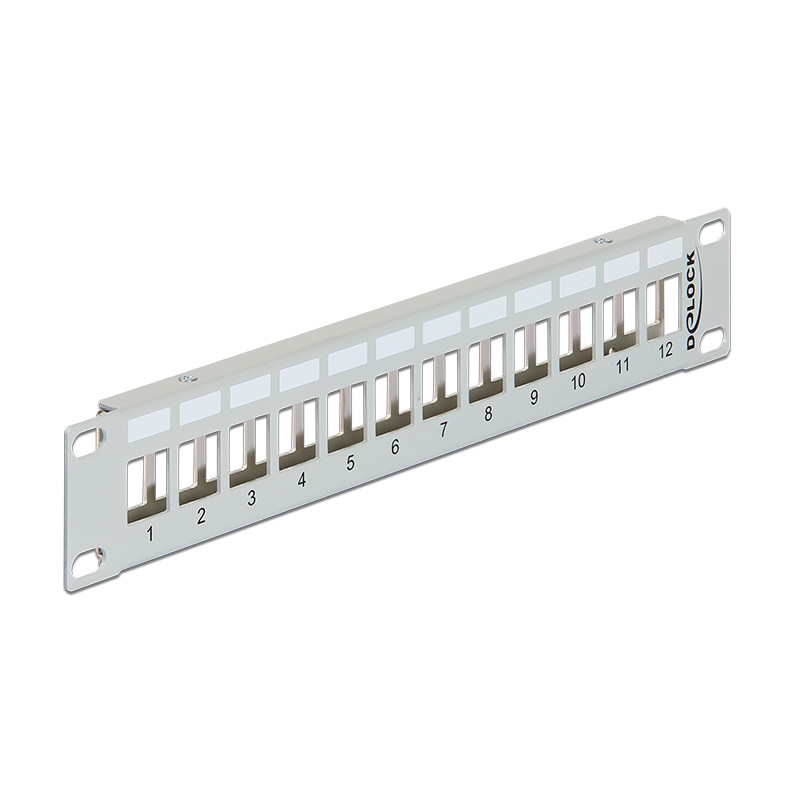 Delock 10″ Keystone Patchpanel 12 Port Metall grau