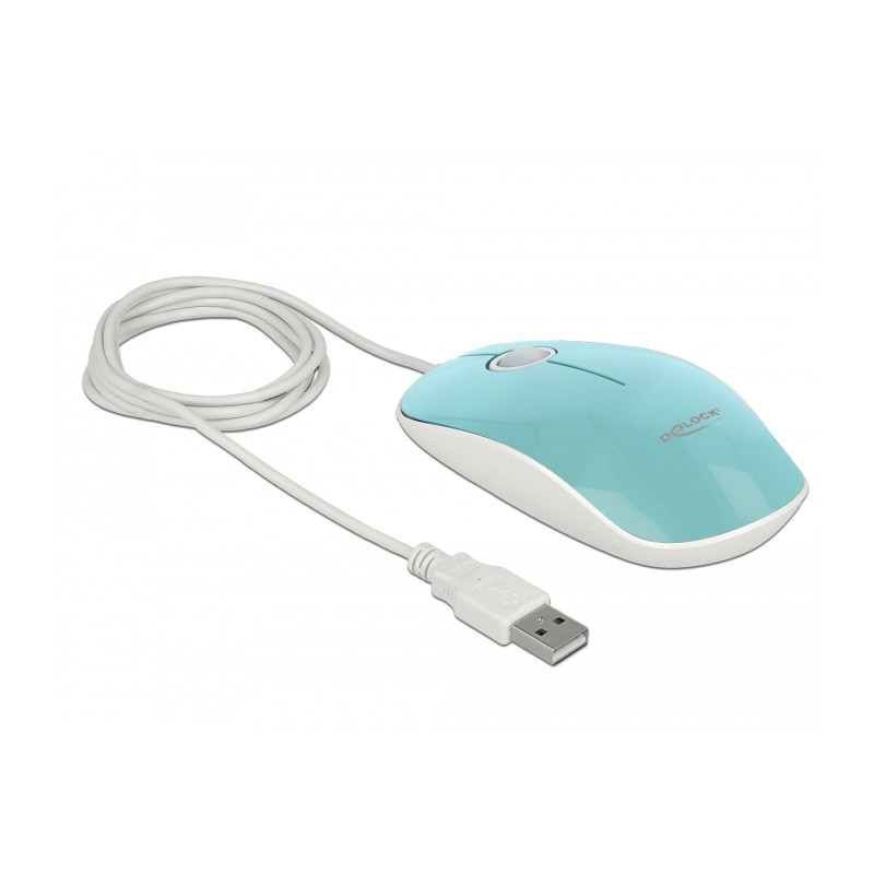 Delock Optische 3-Tasten LED Maus USB Typ-A türkis