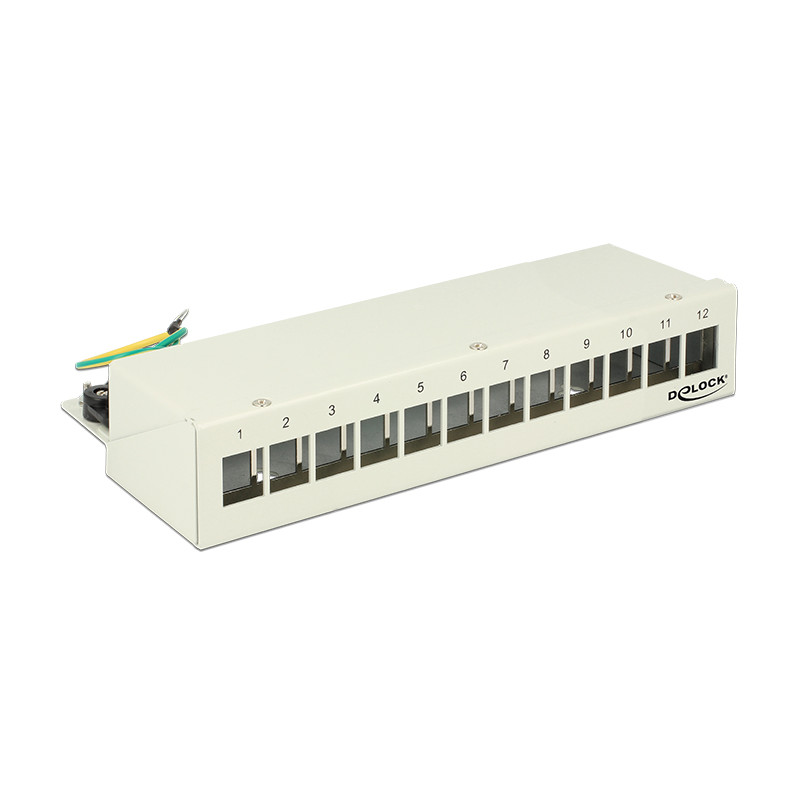 Delock Keystone Desktop Patchpanel 12 Port grau