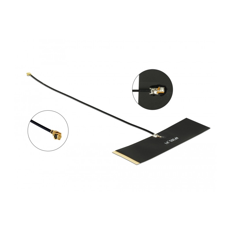 Delock TETRA 430 - 470 MHz Antenne I-PEX Inc., MHF® I Stecker 0 dBi 1.13 15 cm schwarz Klebemontage