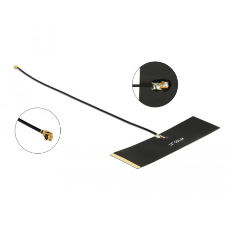 Delock TETRA 430 - 470 MHz Antenne I-PEX Inc., MHF® I Stecker 0 dBi 1.13 15 cm schwarz Klebemontage