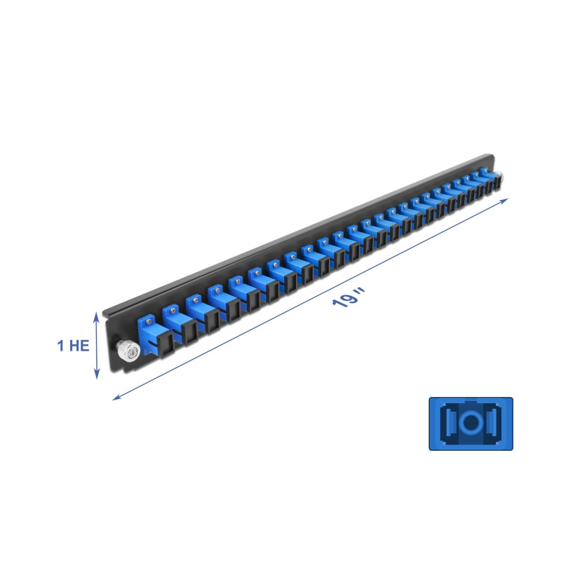 Delock 19″ LWL Spleißbox Frontblende 24 Port SC Simplex blau