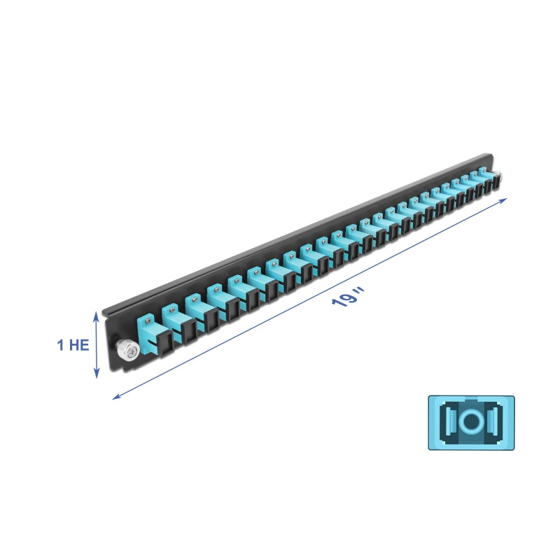 Delock 19″ LWL Spleißbox Frontblende 24 Port SC Simplex aqua