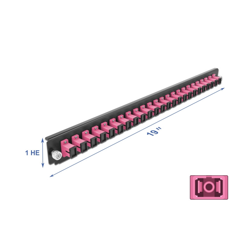 Delock 19″ LWL Spleißbox Frontblende 24 Port SC Simplex violett