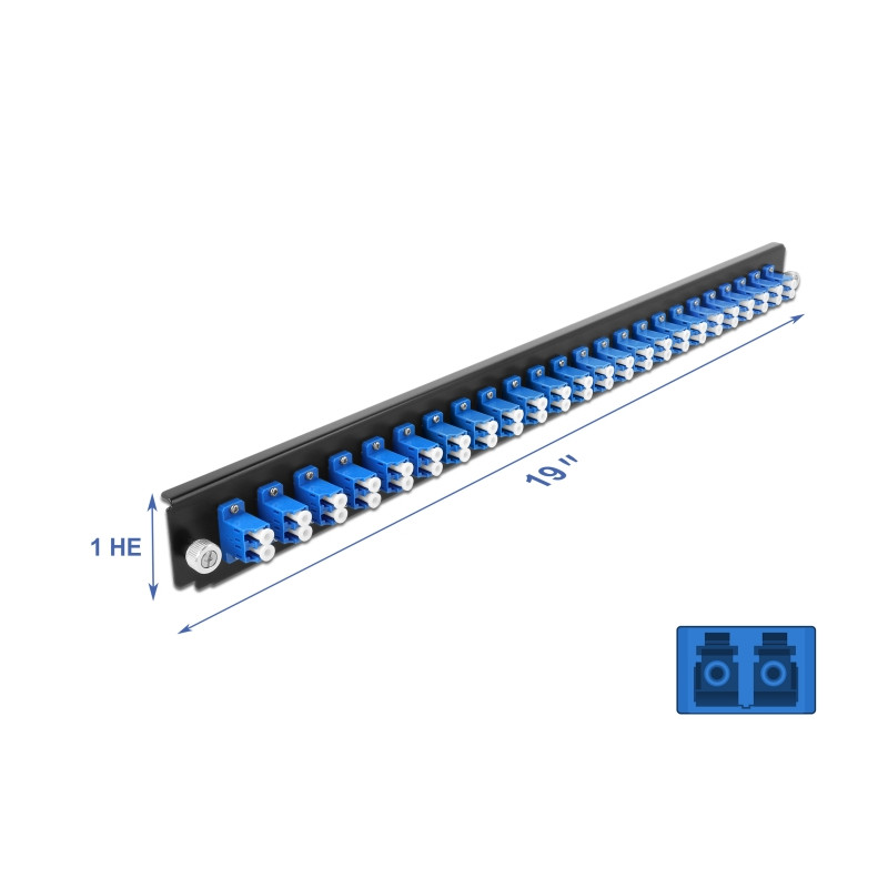 Delock 19″ LWL Spleißbox Frontblende 24 Port LC Duplex blau