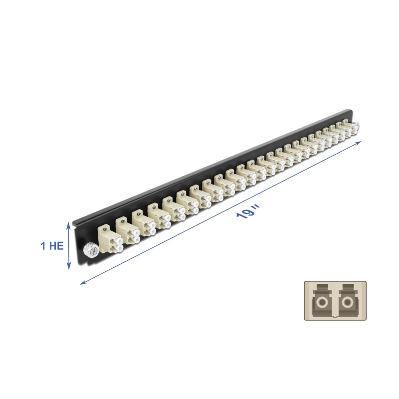 Delock 19″ LWL Spleißbox Frontblende 24 Port LC Duplex beige