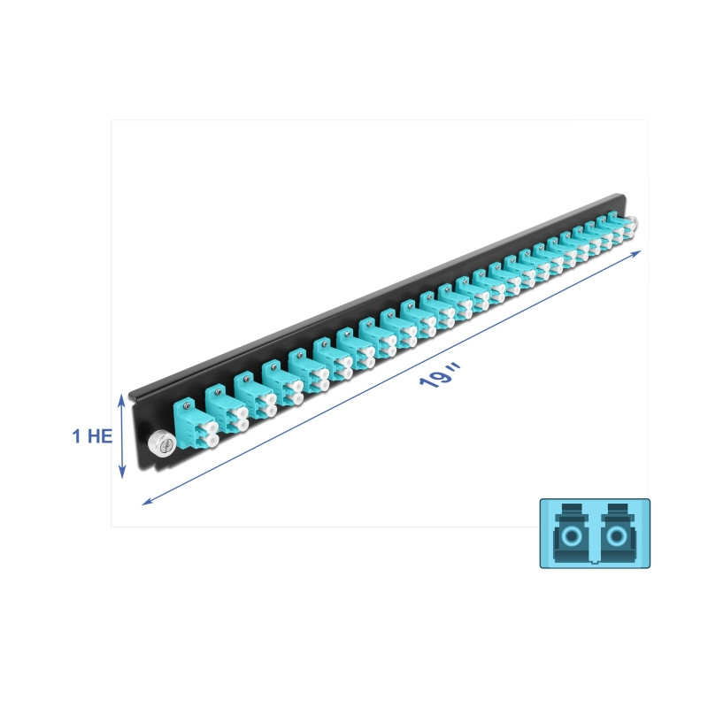 Delock 19″ LWL Spleißbox Frontblende 24 Port LC Duplex aqua