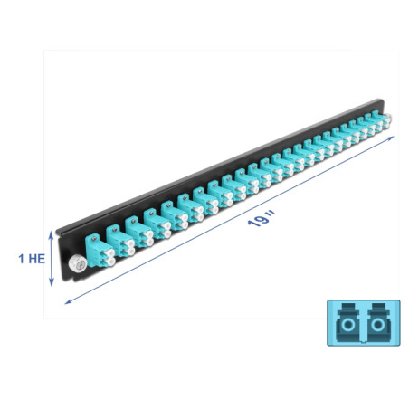 Delock 19″ LWL Spleißbox Frontblende 24 Port LC Duplex aqua