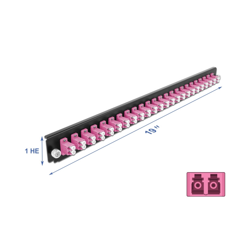 Delock 19″ LWL Spleißbox Frontblende 24 Port LC Duplex violett