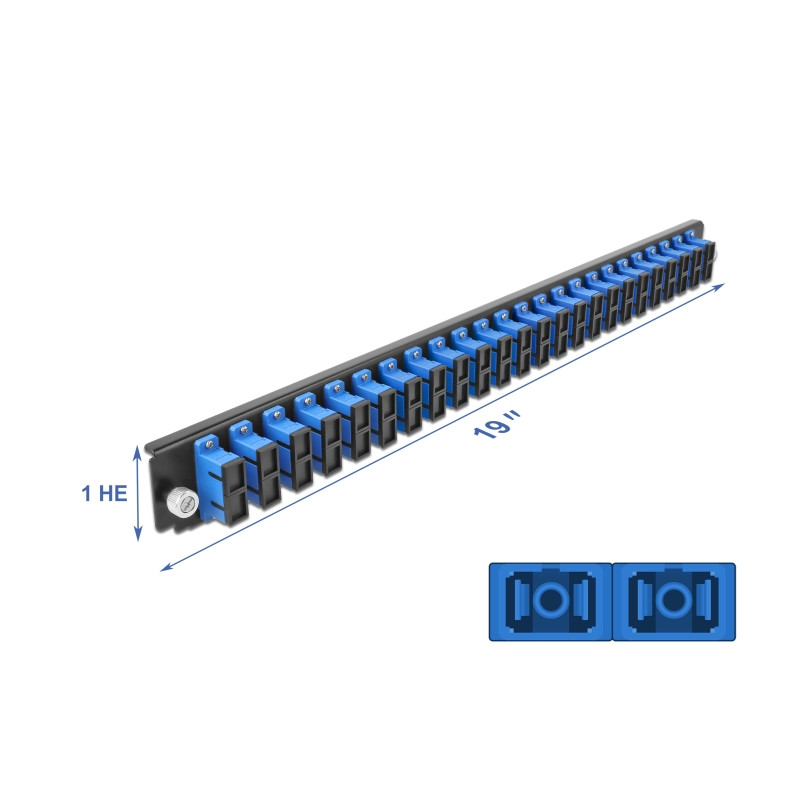 Delock 19″ LWL Spleißbox Frontblende 24 Port SC Duplex blau