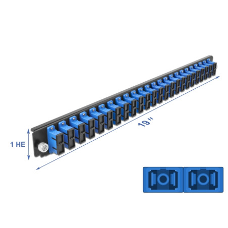 Delock 19″ LWL Spleißbox Frontblende 24 Port SC Duplex blau