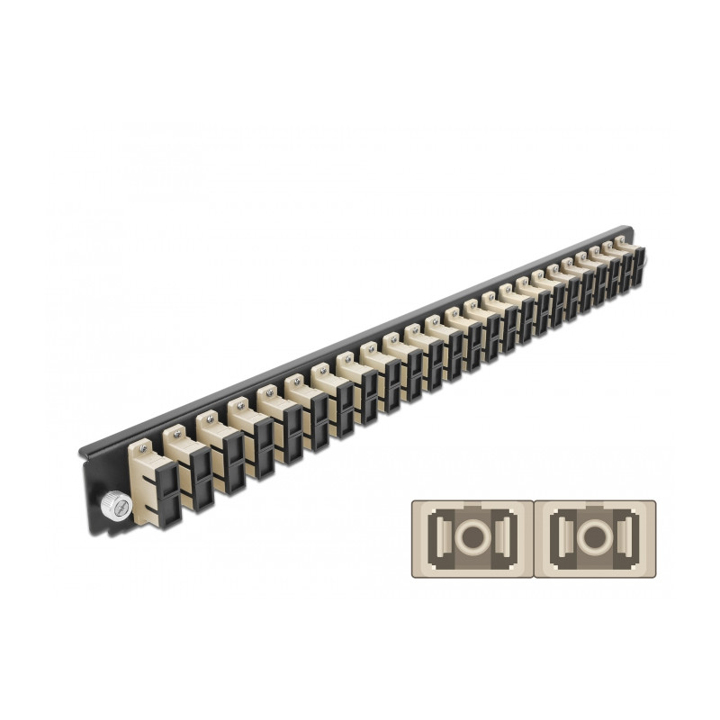 Delock 19″ LWL Spleißbox Frontblende 24 Port SC Duplex beige