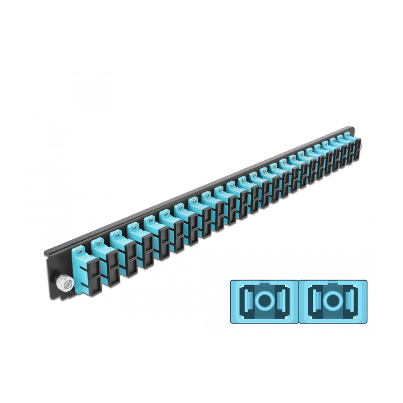 Delock 19″ LWL Spleißbox Frontblende 24 Port SC Duplex aqua