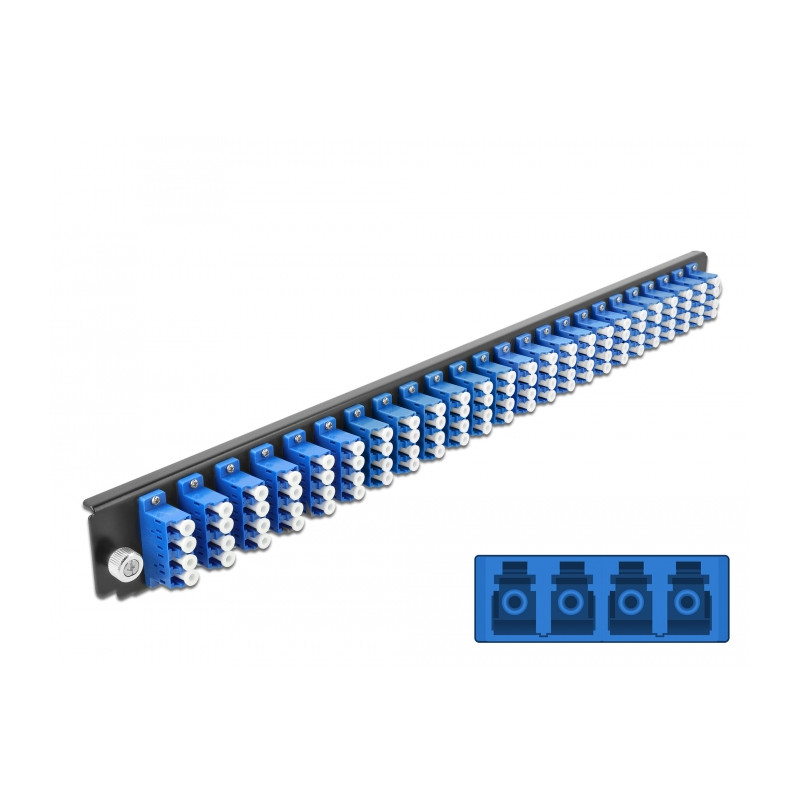 Delock 19″ LWL Spleißbox Frontblende 24 Port LC Quad blau