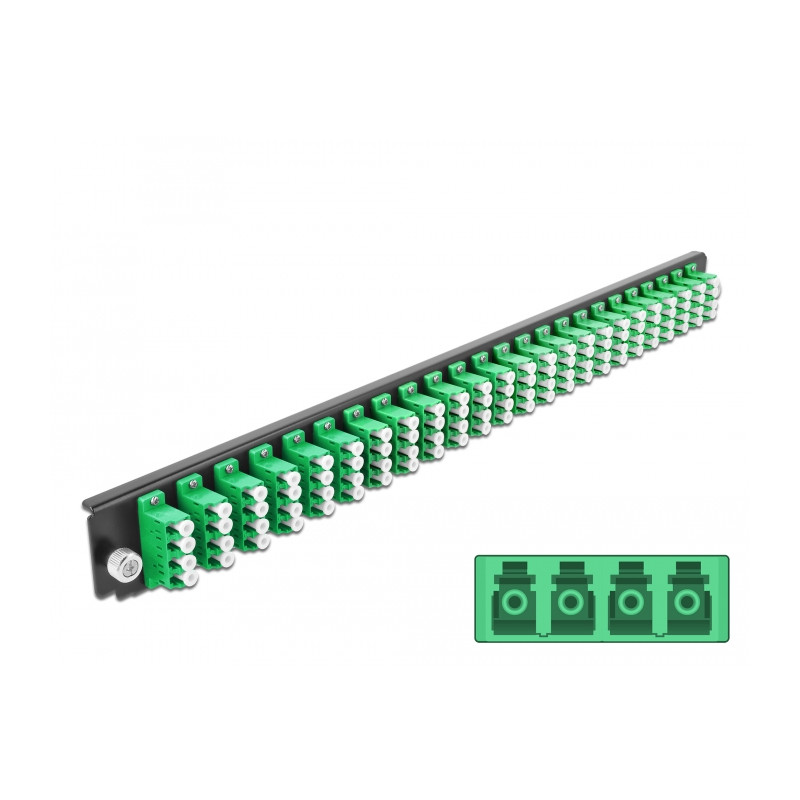 Delock 19″ LWL Spleißbox Frontblende 24 Port LC Quad grün