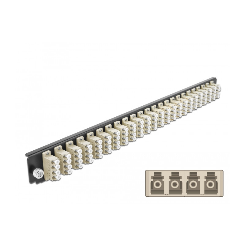 Delock 19″ LWL Spleißbox Frontblende 24 Port LC Quad beige
