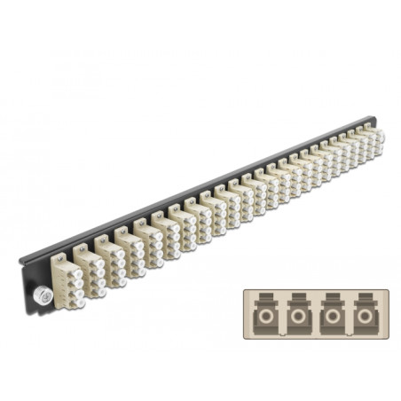 Delock 19″ LWL Spleißbox Frontblende 24 Port LC Quad beige