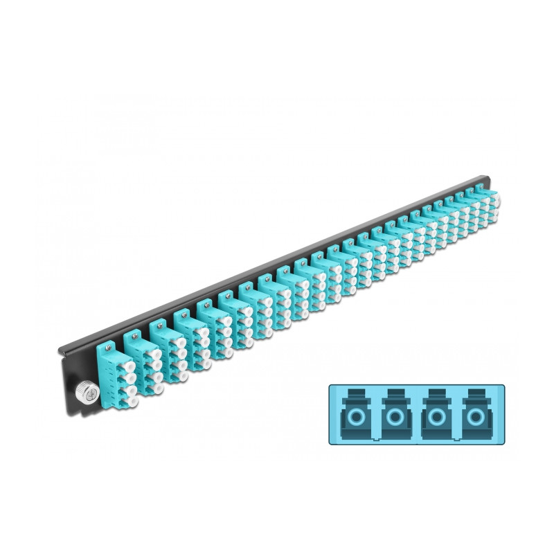 Delock 19″ LWL Spleißbox Frontblende 24 Port LC Quad aqua