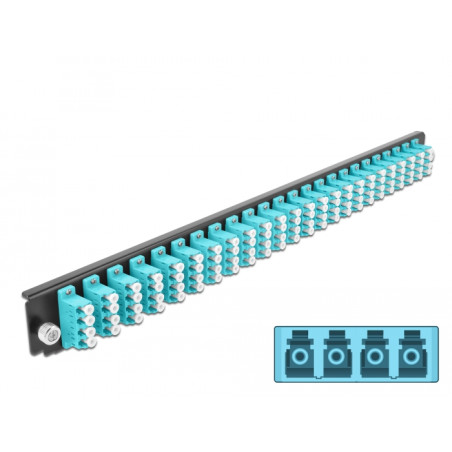 Delock 19″ LWL Spleißbox Frontblende 24 Port LC Quad aqua