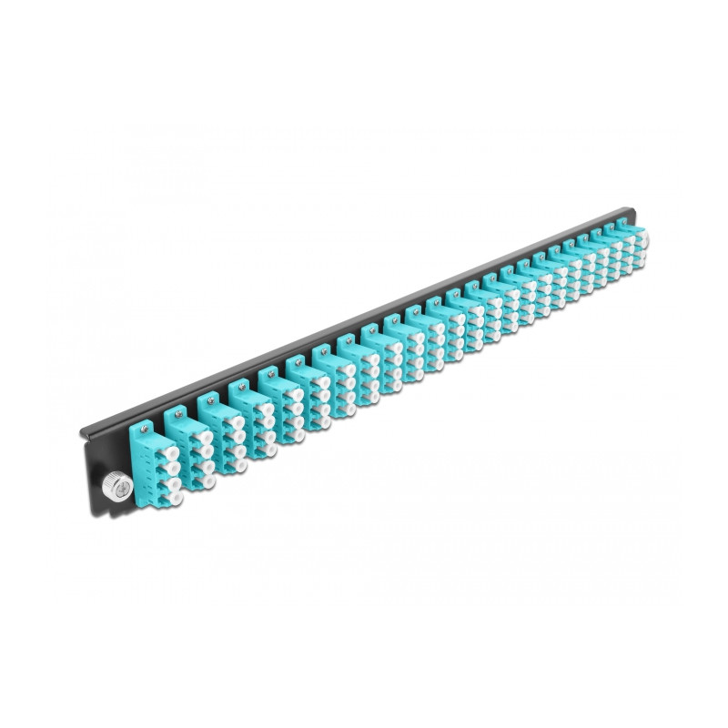 Delock 19″ LWL Spleißbox Frontblende 24 Port LC Quad aqua