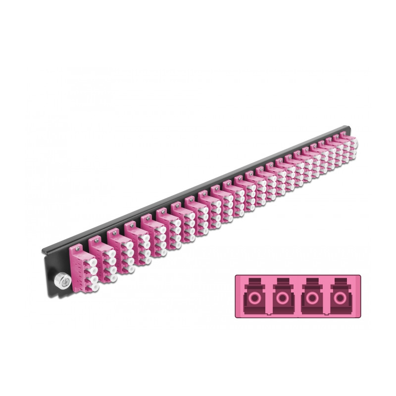 Delock 19″ LWL Spleißbox Frontblende 24 Port LC Quad violett