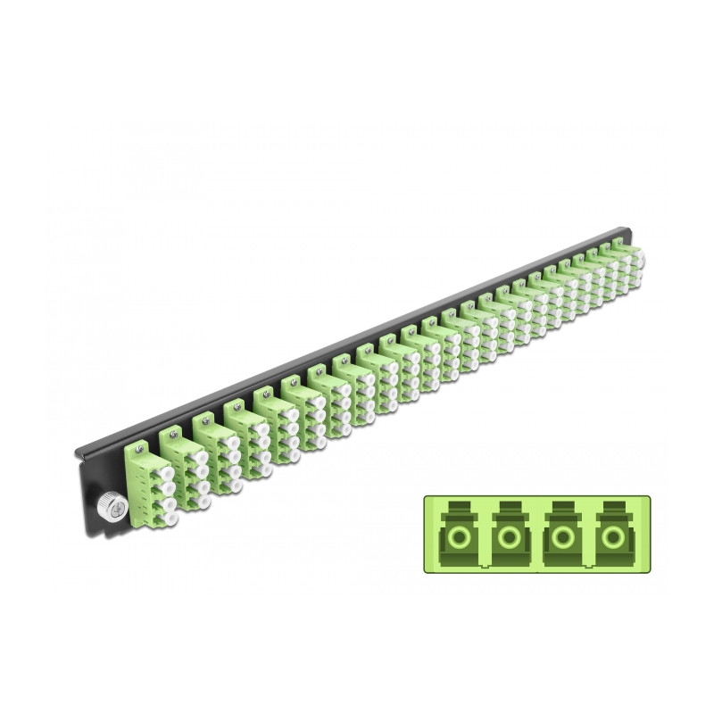 Delock 19″ LWL Spleißbox Frontblende 24 Port LC Quad lindgrün