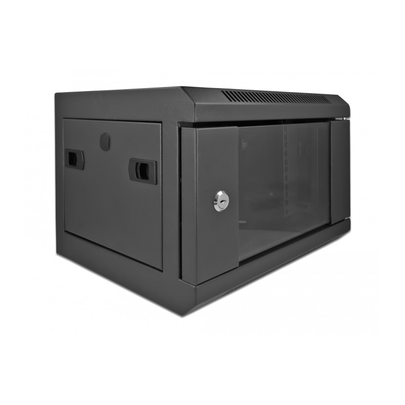 Delock 10″ Netzwerkschrank mit Glastür 4 HE schwarz