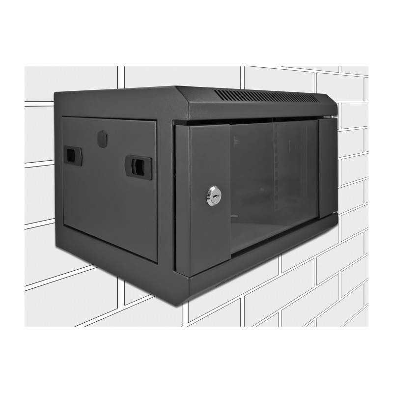 Delock 10″ Netzwerkschrank mit Glastür 4 HE schwarz