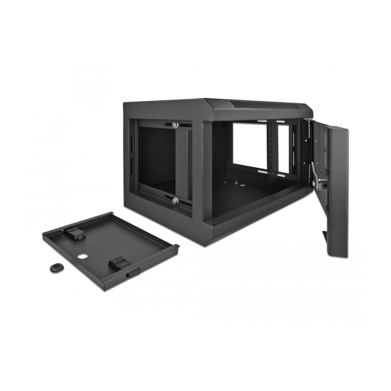Delock 10″ Netzwerkschrank mit Glastür 4 HE schwarz