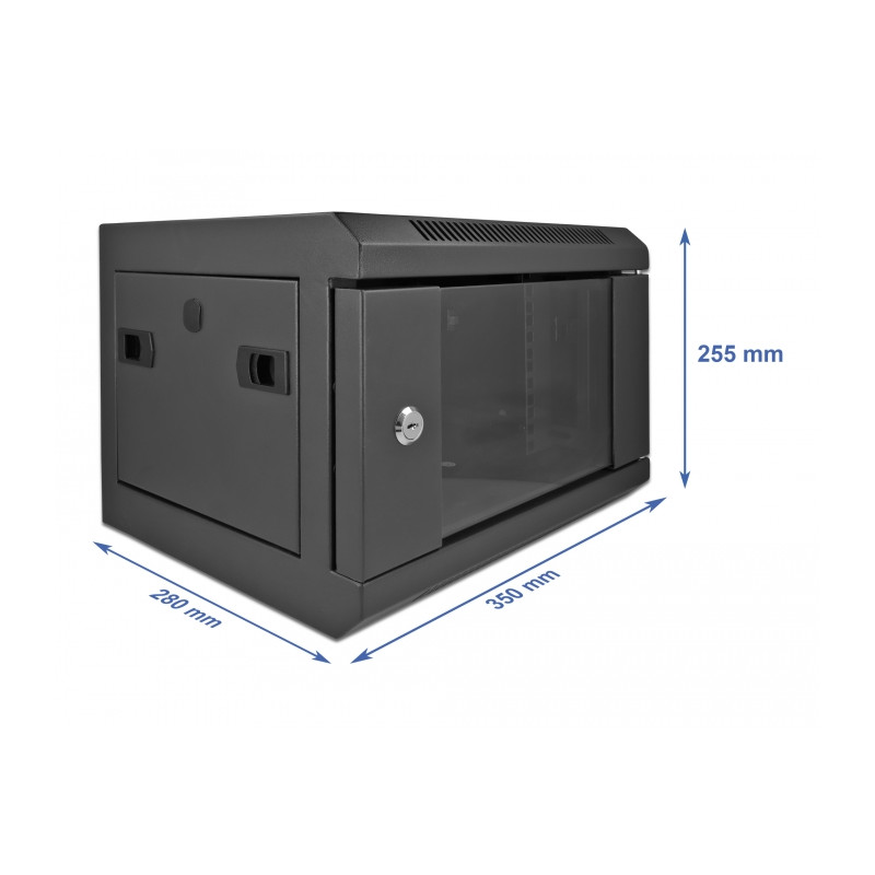 Delock 10″ Netzwerkschrank mit Glastür 4 HE schwarz
