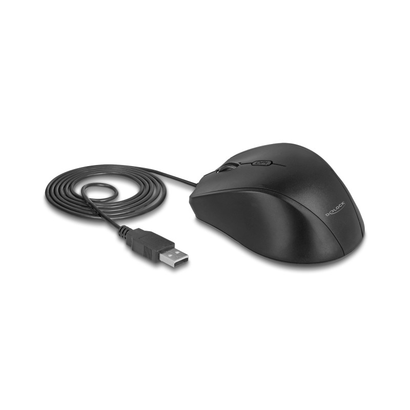 Delock Ergonomische optische 5-Tasten USB Maus - Linkshänder