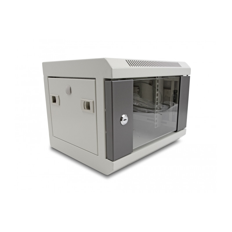 Delock 10″ Netzwerkschrank mit Glastür 4 HE grau
