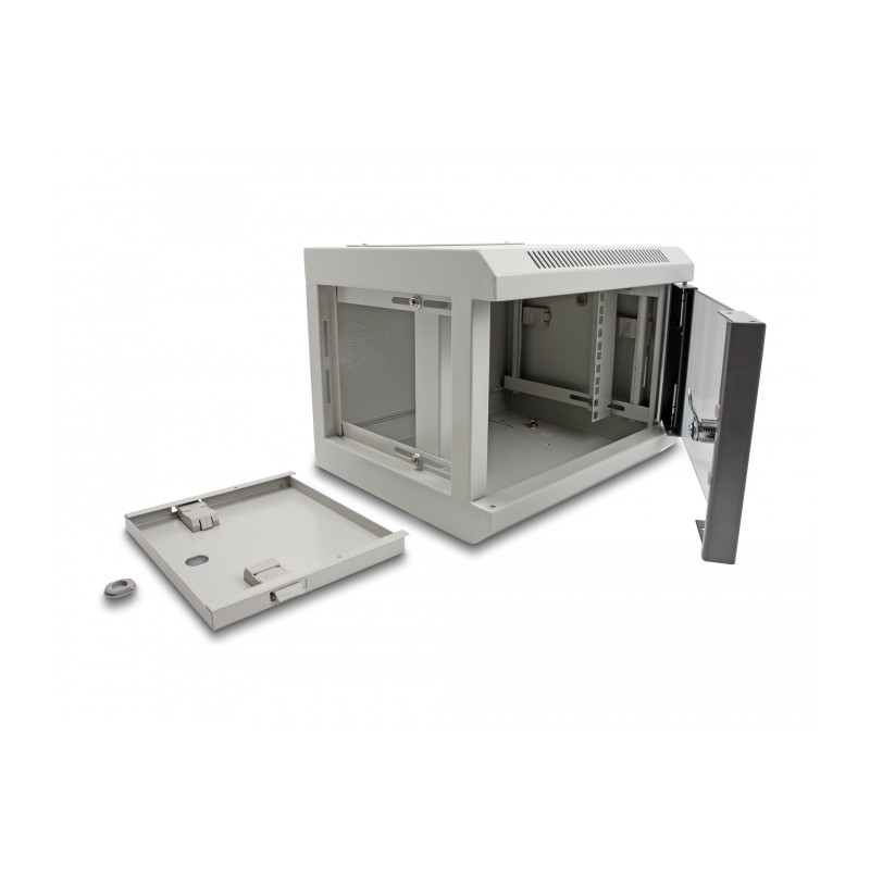 Delock 10″ Netzwerkschrank mit Glastür 4 HE grau