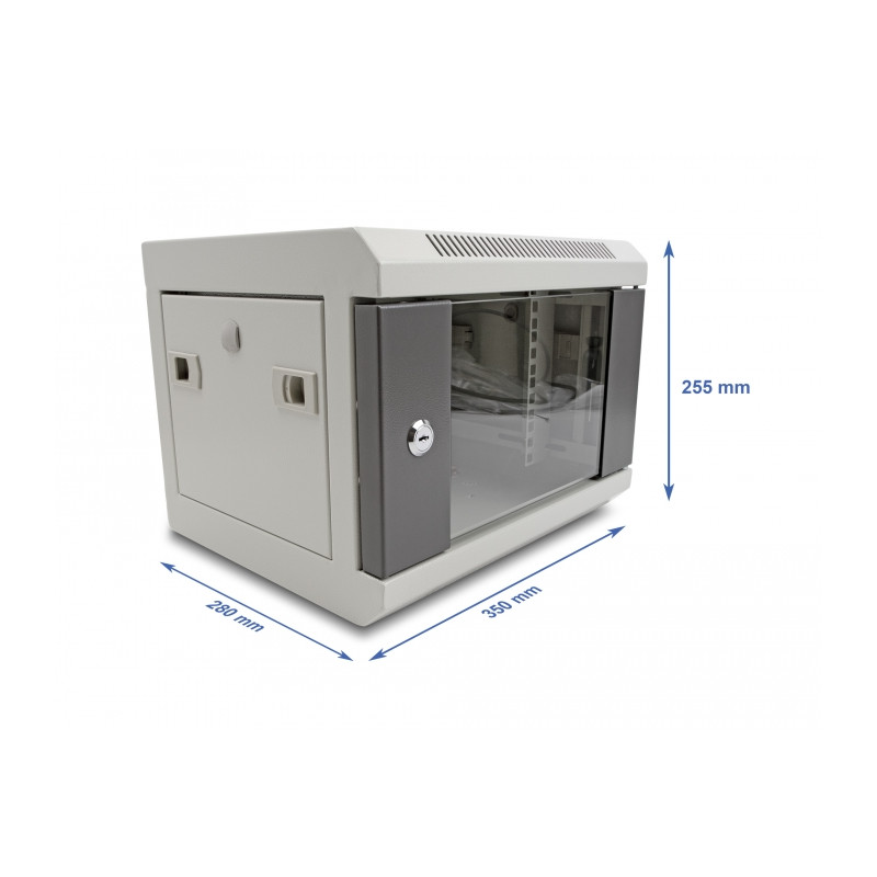 Delock 10″ Netzwerkschrank mit Glastür 4 HE grau