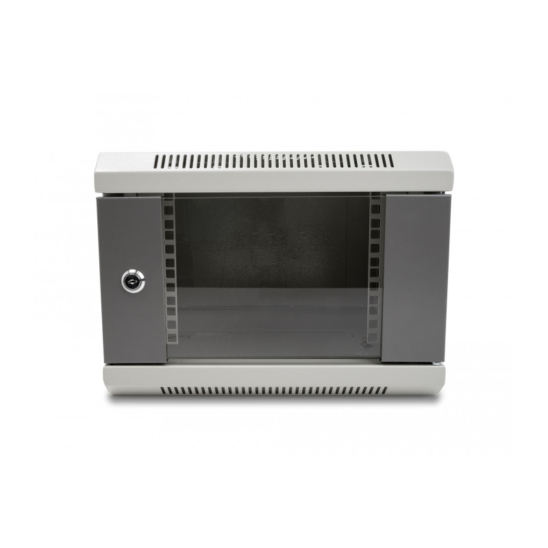 Delock 10″ Netzwerkschrank mit Glastür 4 HE grau