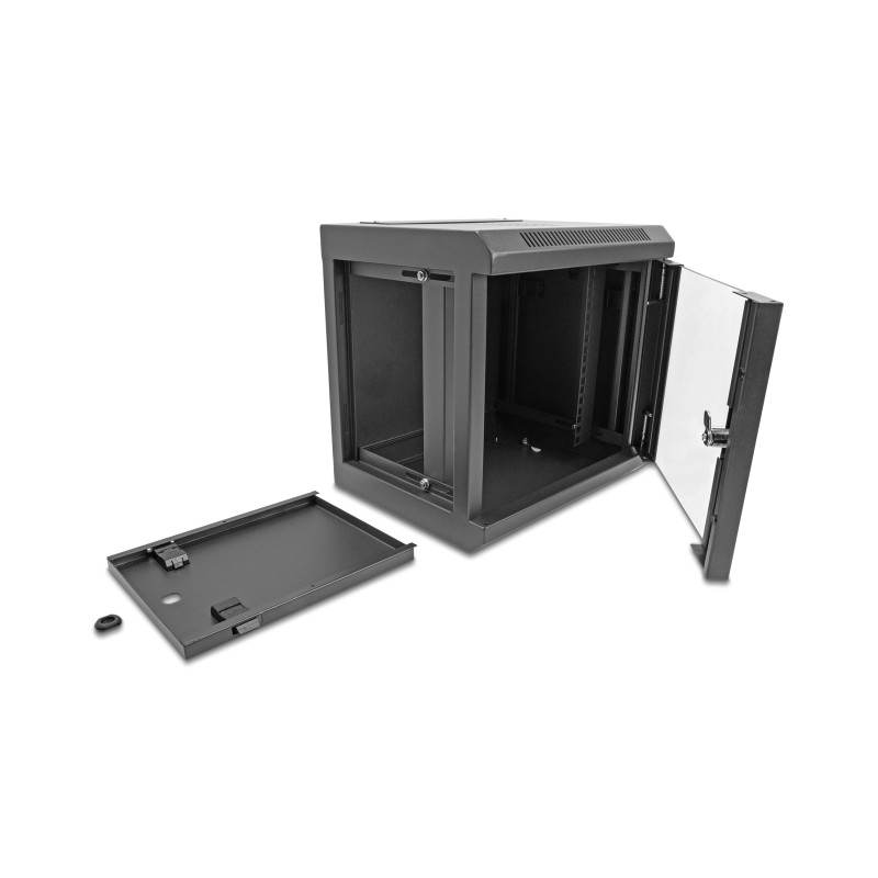 Delock 10″ Netzwerkschrank mit Glastür 6 HE schwarz