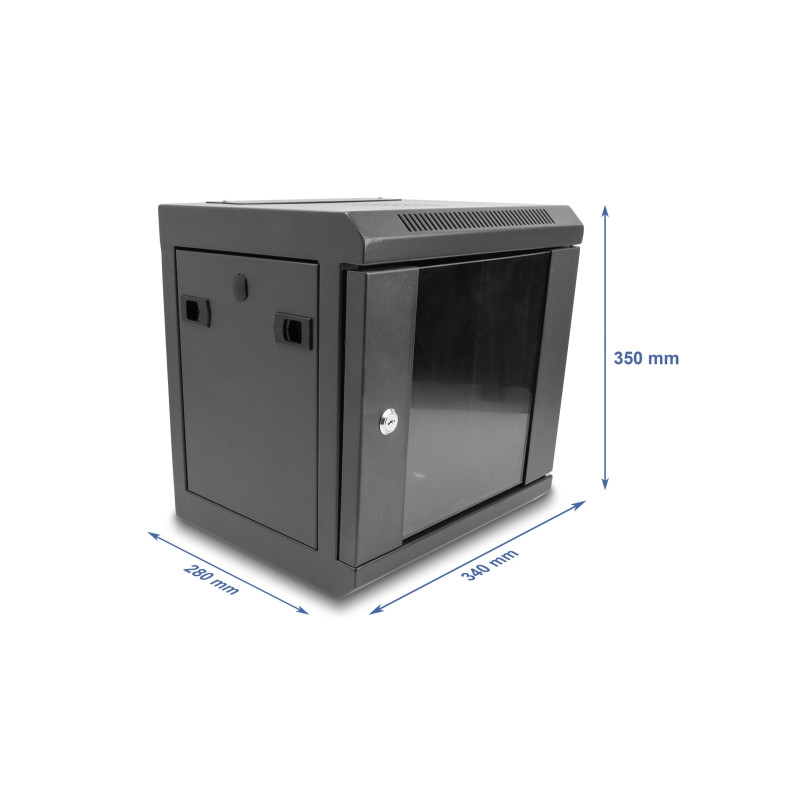 Delock 10″ Netzwerkschrank mit Glastür 6 HE schwarz