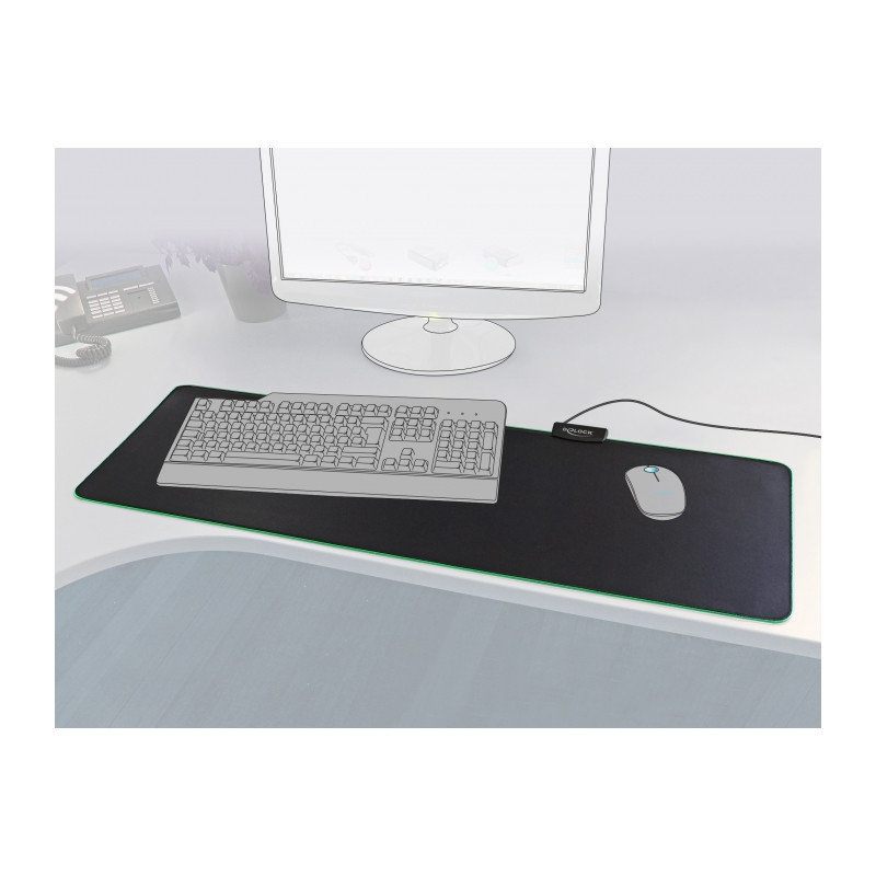 Delock USB Mauspad 920 x 303 x 3 mm mit RGB Beleuchtung